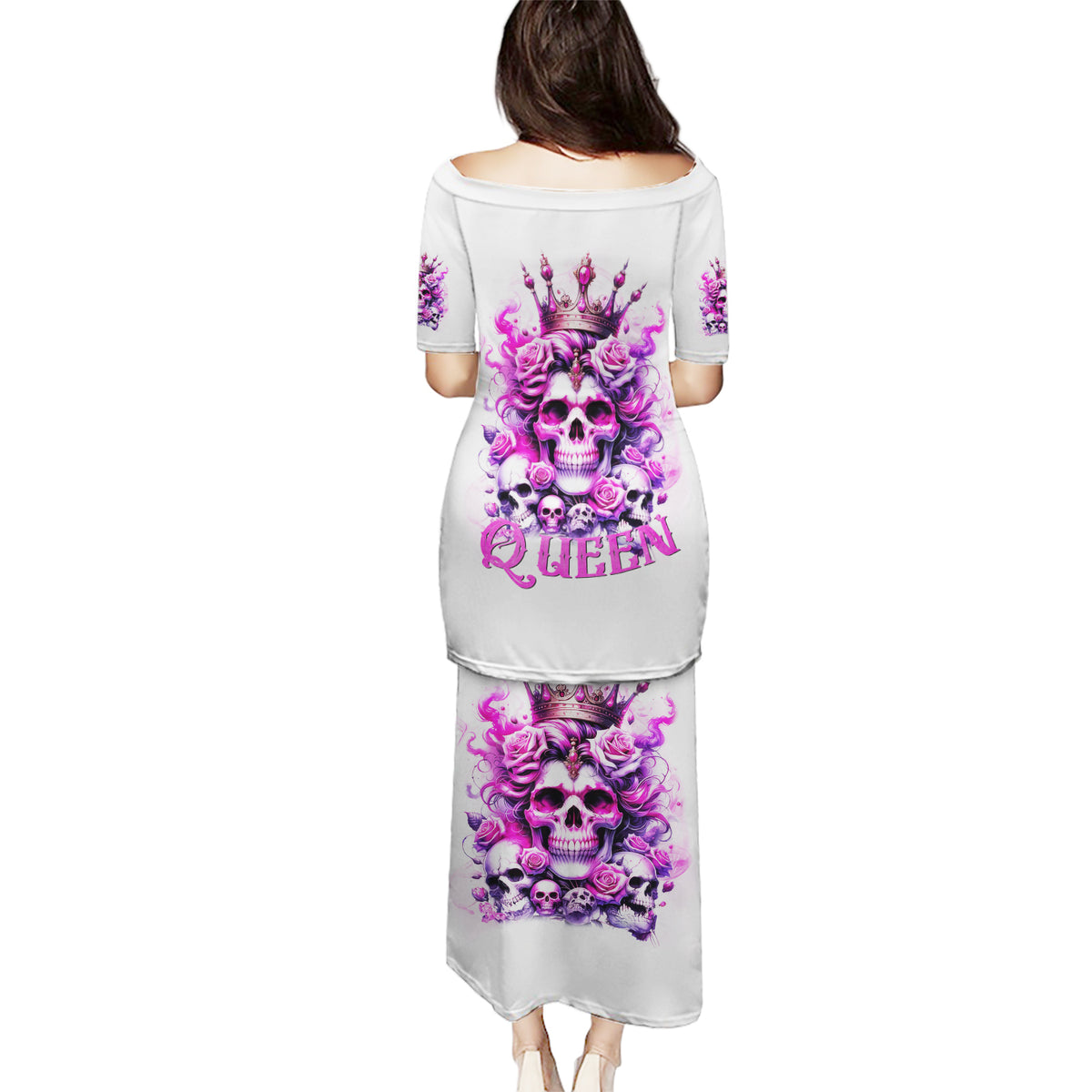 Rose Skull Puletasi Queen Skull - Wonder Print Shop