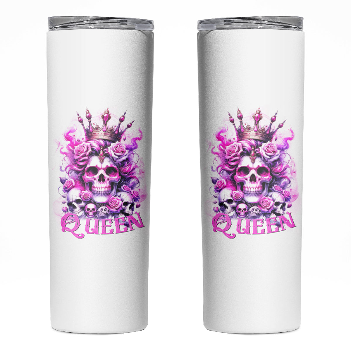 Rose Skull Skinny Tumbler Queen Skull - Wonder Print Shop