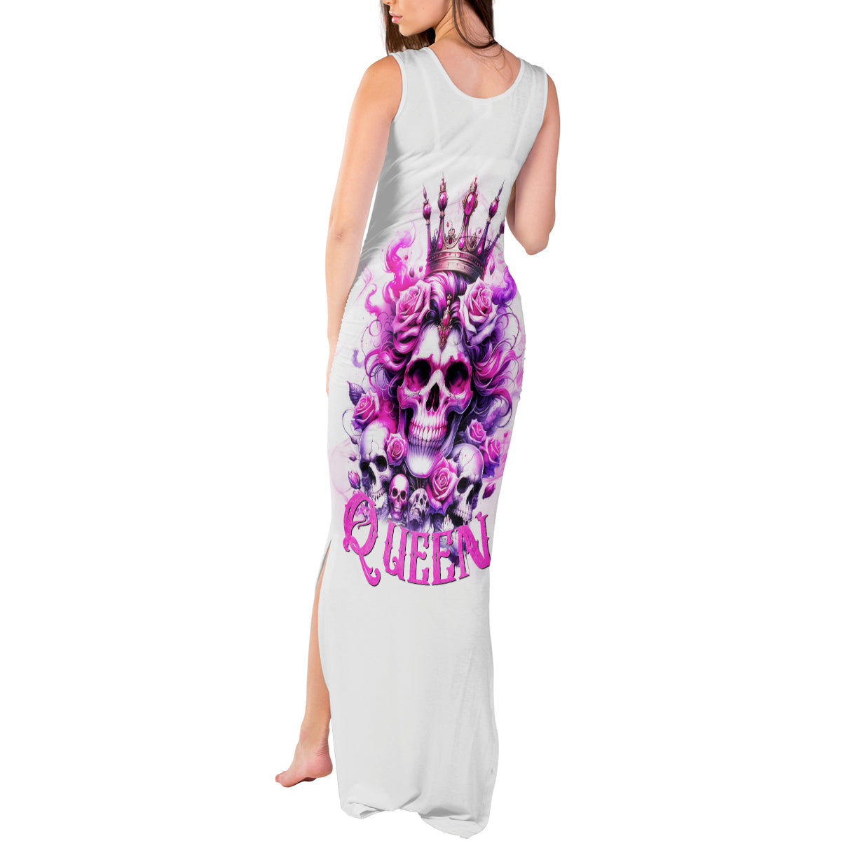 Rose Skull Tank Maxi Dress Queen Skull - Wonder Print Shop