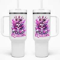 Rose Skull Tumbler With Handle Queen Skull - Wonder Print Shop