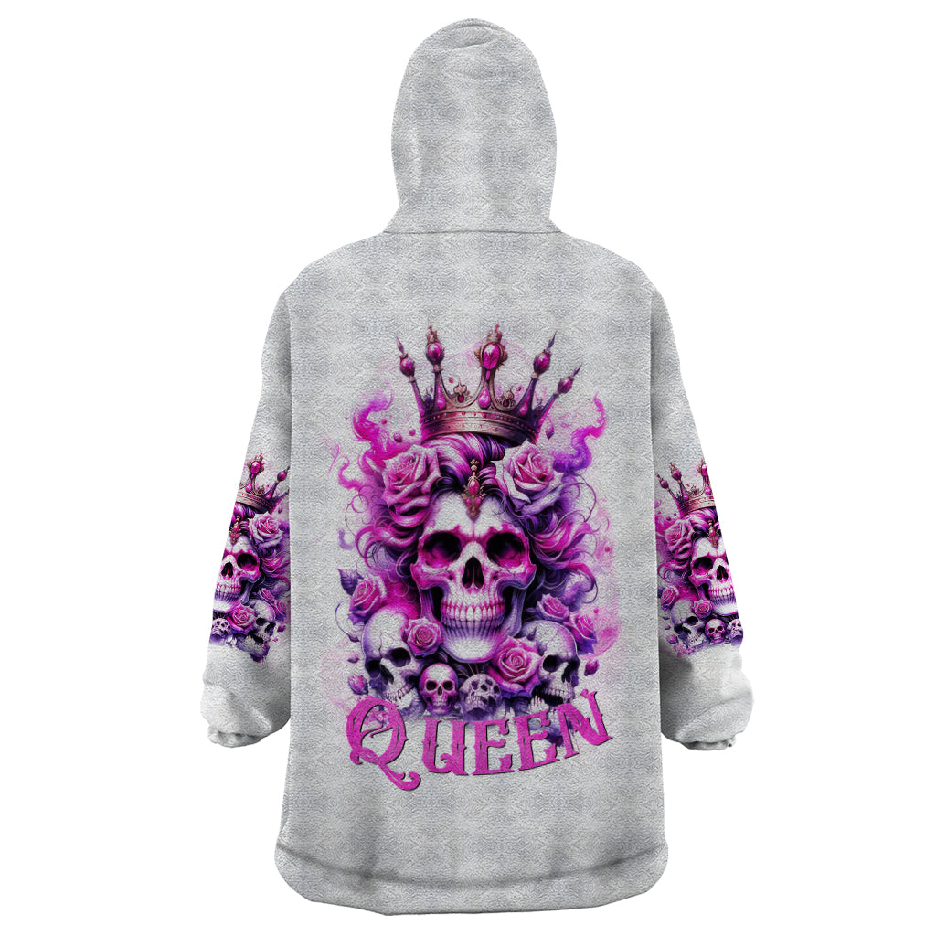 Rose Skull Wearable Blanket Hoodie Queen Skull - Wonder Print Shop
