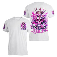 Rose Skull Women V Neck T Shirt Queen Skull - Wonder Print Shop