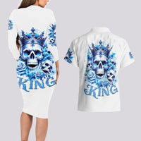 Rose Skull Couples Matching Long Sleeve Bodycon Dress and Hawaiian Shirt King Skull - Wonder Print Shop