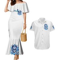 Rose Skull Couples Matching Mermaid Dress and Hawaiian Shirt King Skull - Wonder Print Shop