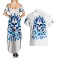 Rose Skull Couples Matching Summer Maxi Dress and Hawaiian Shirt King Skull - Wonder Print Shop