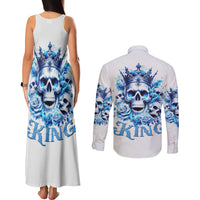 Rose Skull Couples Matching Tank Maxi Dress and Long Sleeve Button Shirt King Skull - Wonder Print Shop