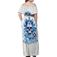 Rose Skull Family Matching Off Shoulder Maxi Dress and Hawaiian Shirt King Skull - Wonder Print Shop