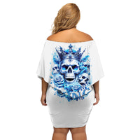 Rose Skull Family Matching Off Shoulder Short Dress and Hawaiian Shirt King Skull - Wonder Print Shop