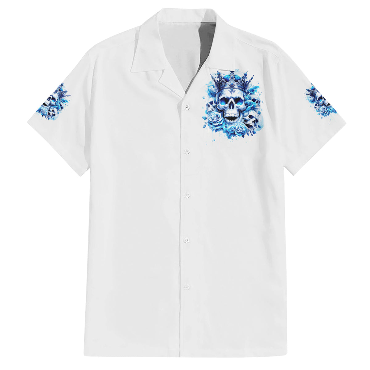 Rose Skull Family Matching Short Sleeve Bodycon Dress and Hawaiian Shirt King Skull - Wonder Print Shop