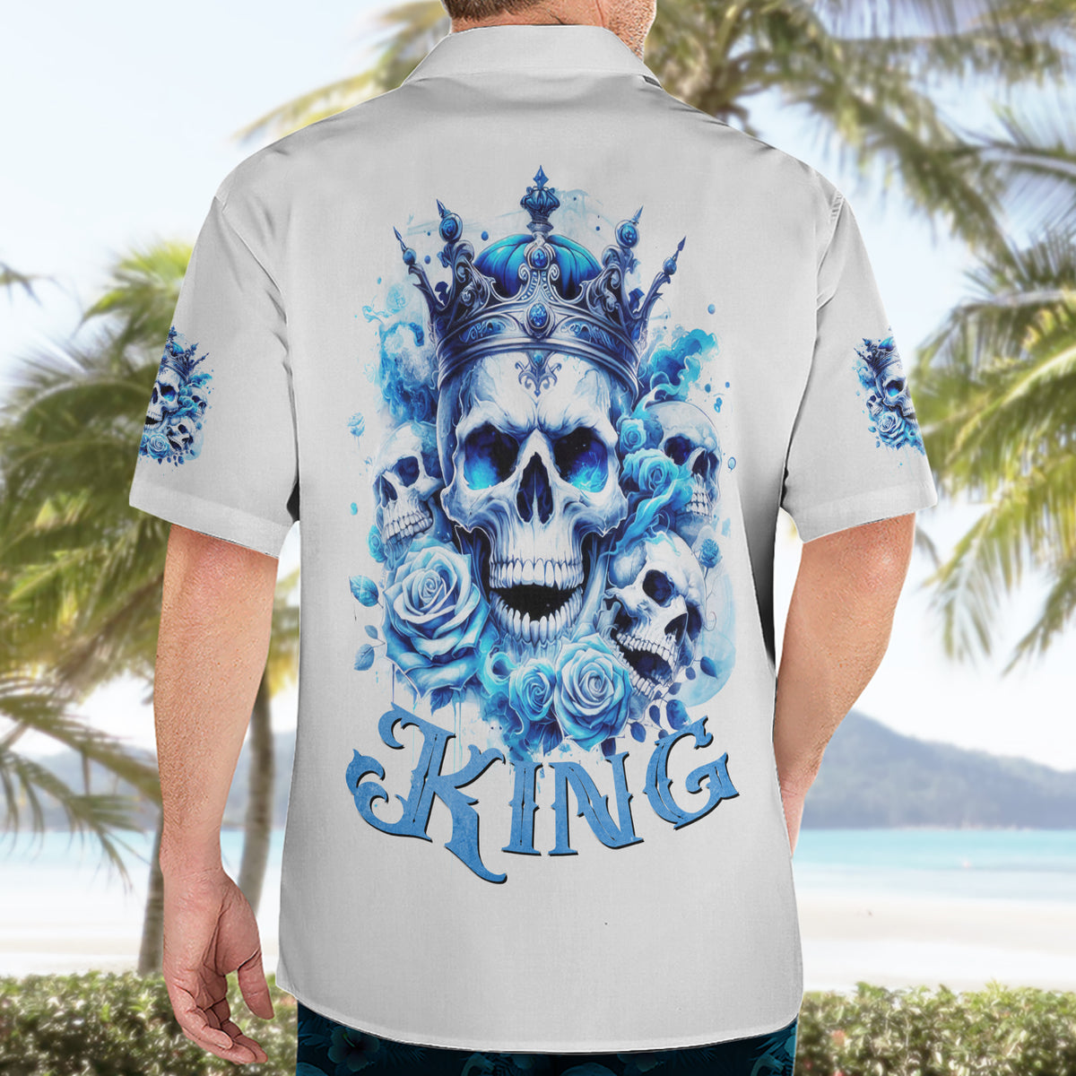 Rose Skull Hawaiian Shirt King Skull - Wonder Print Shop