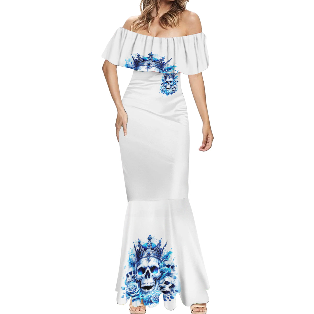 Rose Skull Mermaid Dress King Skull - Wonder Print Shop