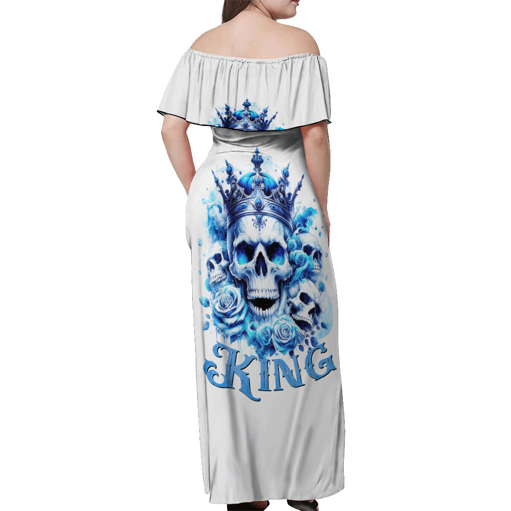 Rose Skull Off Shoulder Maxi Dress King Skull - Wonder Print Shop