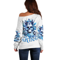 Rose Skull Off Shoulder Sweater King Skull - Wonder Print Shop