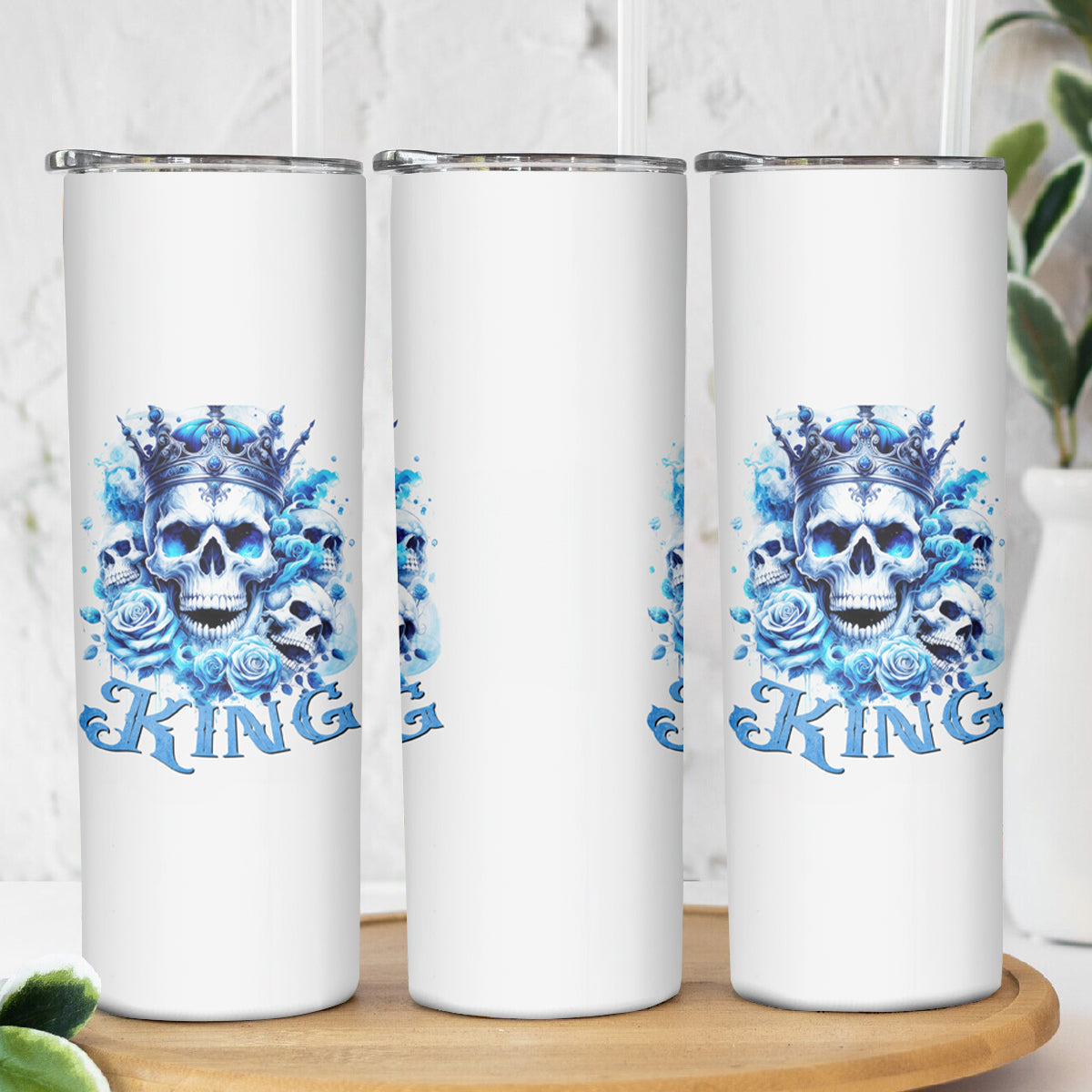 Rose Skull Skinny Tumbler King Skull - Wonder Print Shop