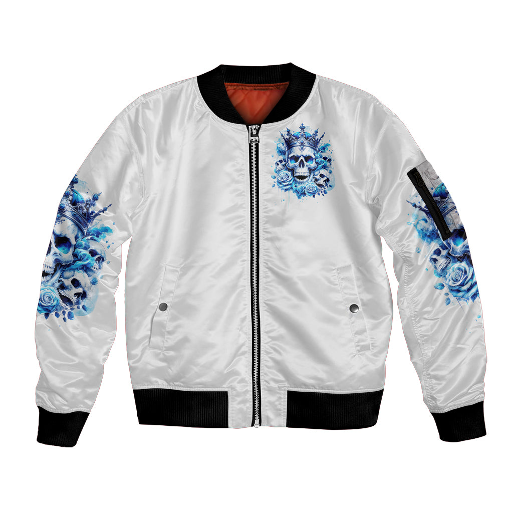 Rose Skull Sleeve Zip Bomber Jacket King Skull - Wonder Print Shop