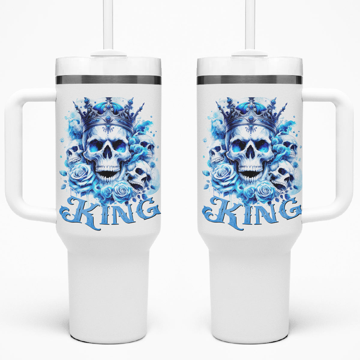 Rose Skull Tumbler With Handle King Skull - Wonder Print Shop