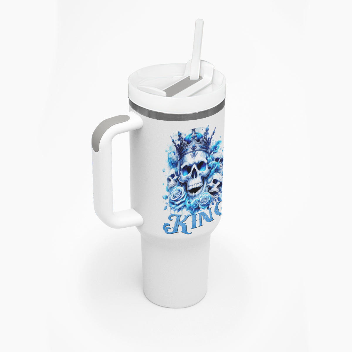 Rose Skull Tumbler With Handle King Skull - Wonder Print Shop