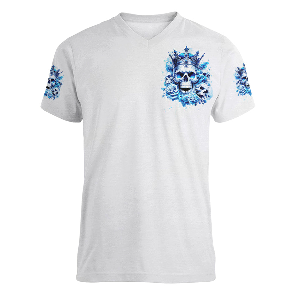 Rose Skull Women V Neck T Shirt King Skull - Wonder Print Shop