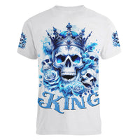 Rose Skull Women V Neck T Shirt King Skull - Wonder Print Shop