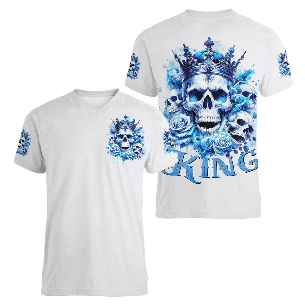 Rose Skull Women V Neck T Shirt King Skull - Wonder Print Shop