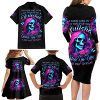 Witch Skull Family Matching Long Sleeve Bodycon Dress and Hawaiian Shirt The Good Girl In Me Got Tired Of The Bullshit - Wonder Print Shop