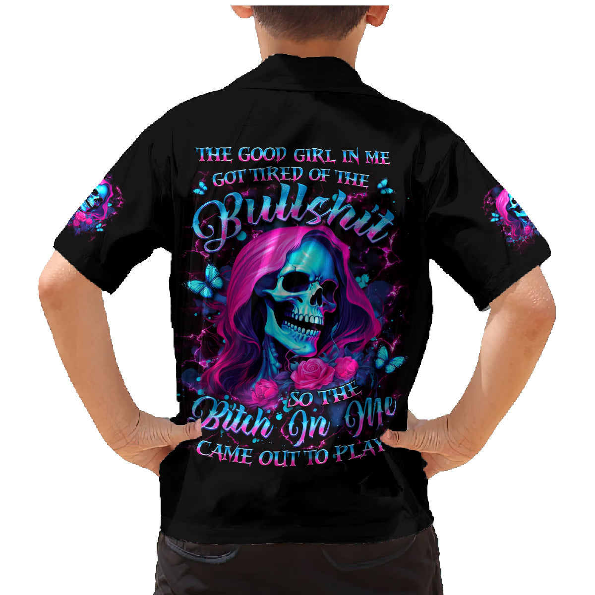 Witch Skull Family Matching Mermaid Dress and Hawaiian Shirt The Good Girl In Me Got Tired Of The Bullshit - Wonder Print Shop