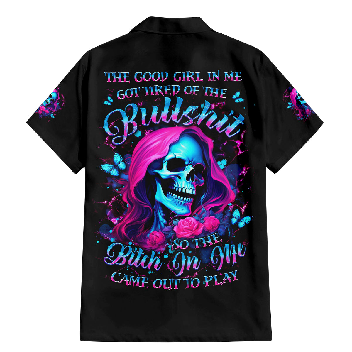Witch Skull Family Matching Mermaid Dress and Hawaiian Shirt The Good Girl In Me Got Tired Of The Bullshit - Wonder Print Shop