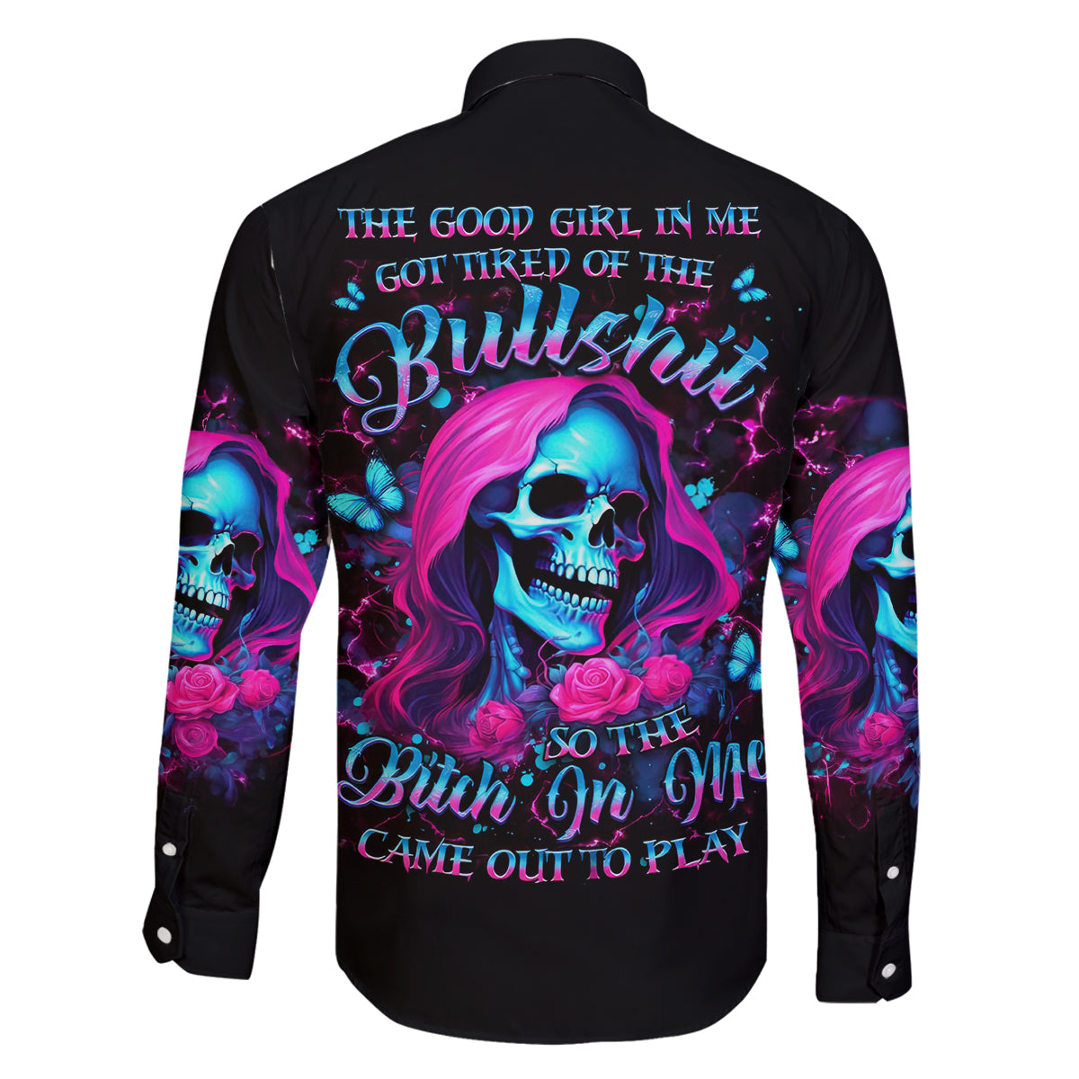 Witch Skull Family Matching Mermaid Dress and Hawaiian Shirt The Good Girl In Me Got Tired Of The Bullshit - Wonder Print Shop