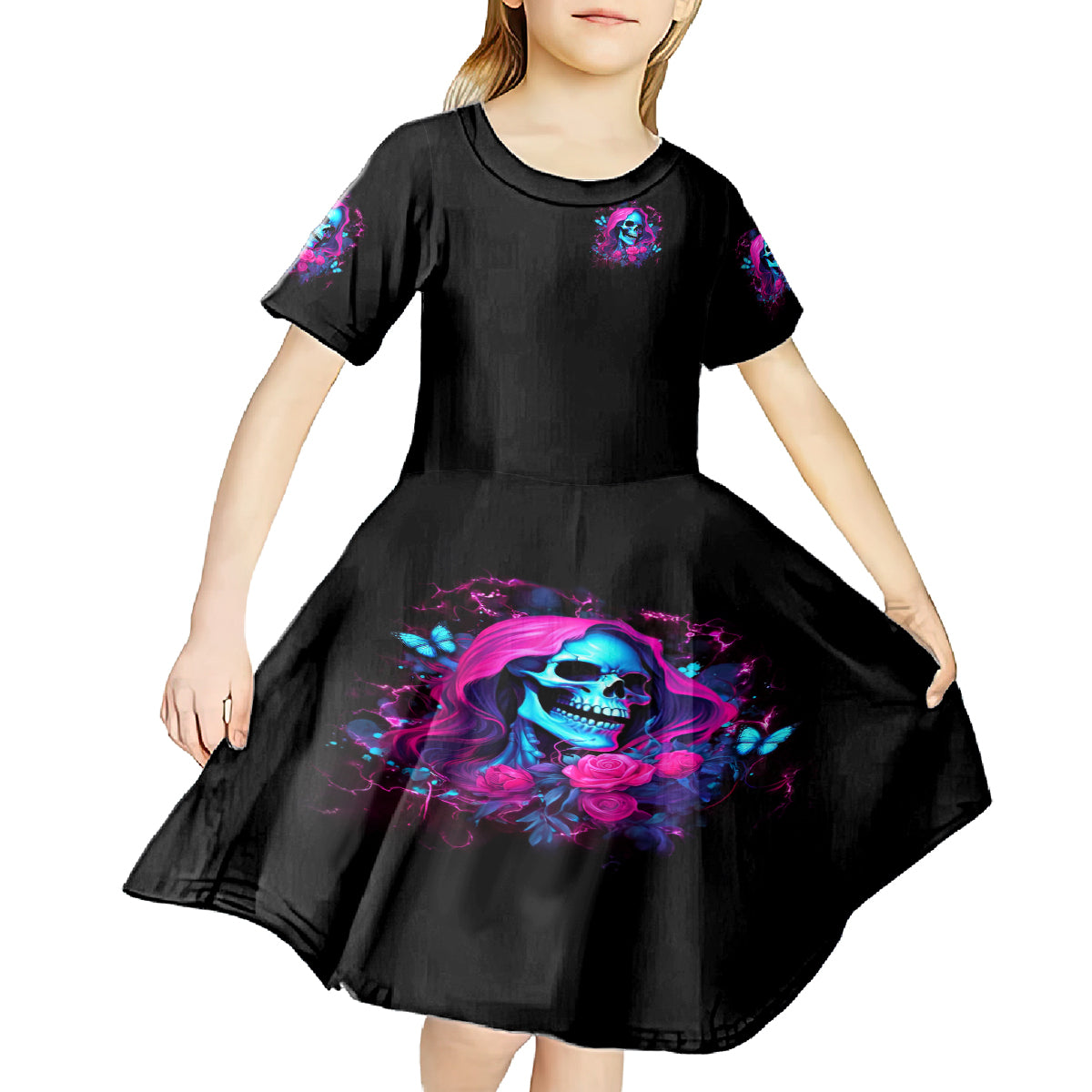 Witch Skull Kid Short Sleeve Dress The Good Girl In Me Got Tired Of The Bullshit - Wonder Print Shop