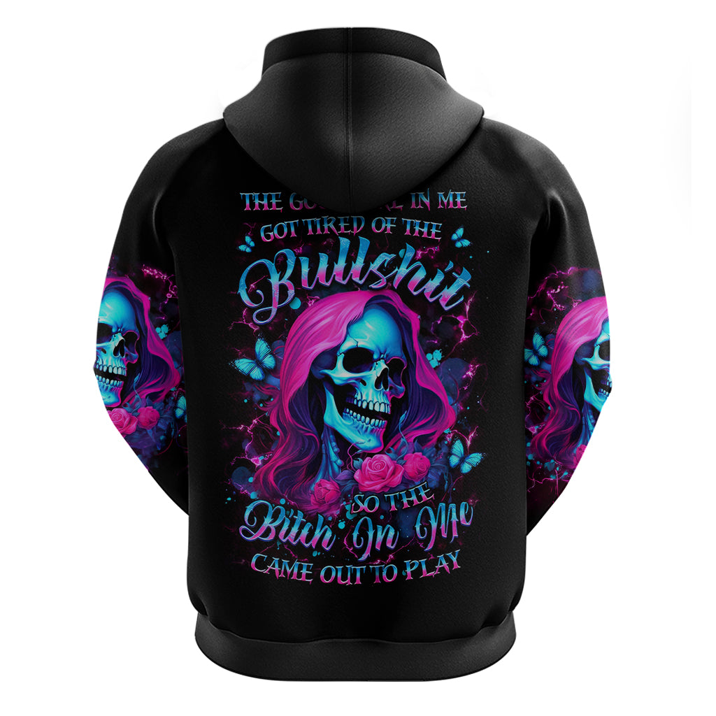Witch Skull Zip Hoodie The Good Girl In Me Got Tired Of The Bullshit - Wonder Print Shop