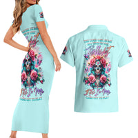 Rose Skull Couples Matching Short Sleeve Bodycon Dress and Hawaiian Shirt The Good Girl In Me Got Tired Of The Bullshit - Wonder Print Shop