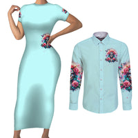 Rose Skull Couples Matching Short Sleeve Bodycon Dress and Long Sleeve Button Shirt The Good Girl In Me Got Tired Of The Bullshit - Wonder Print Shop