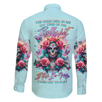 Rose Skull Family Matching Off Shoulder Long Sleeve Dress and Hawaiian Shirt The Good Girl In Me Got Tired Of The Bullshit - Wonder Print Shop