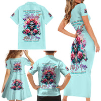 Rose Skull Family Matching Short Sleeve Bodycon Dress and Hawaiian Shirt The Good Girl In Me Got Tired Of The Bullshit - Wonder Print Shop