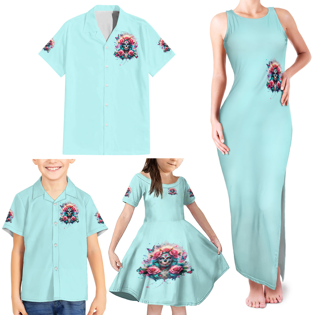 Rose Skull Family Matching Tank Maxi Dress and Hawaiian Shirt The Good Girl In Me Got Tired Of The Bullshit - Wonder Print Shop