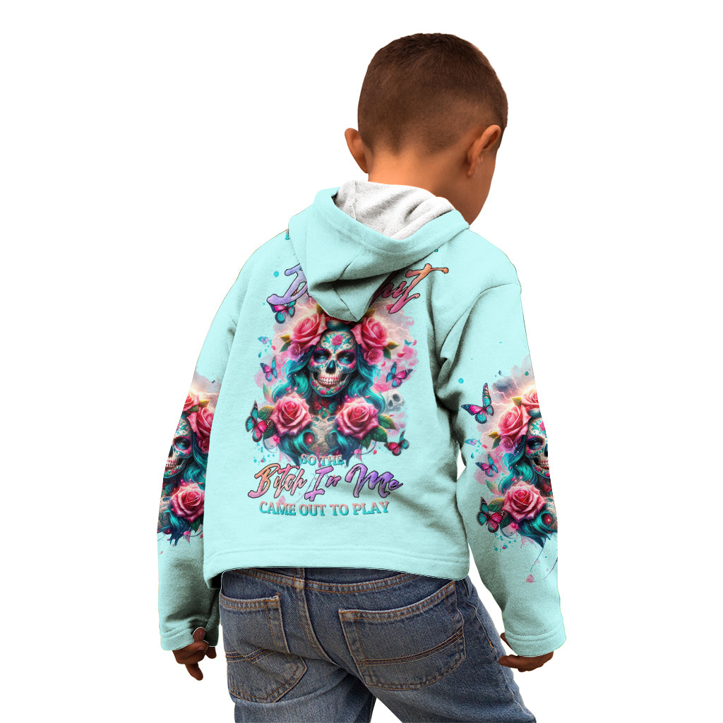 Rose Skull Kid Hoodie The Good Girl In Me Got Tired Of The Bullshit - Wonder Print Shop