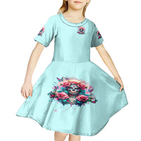 Rose Skull Kid Short Sleeve Dress The Good Girl In Me Got Tired Of The Bullshit - Wonder Print Shop