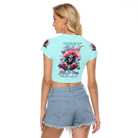 Rose Skull Raglan Cropped T Shirt The Good Girl In Me Got Tired Of The Bullshit - Wonder Print Shop