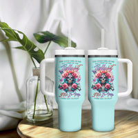 Rose Skull Tumbler With Handle The Good Girl In Me Got Tired Of The Bullshit - Wonder Print Shop