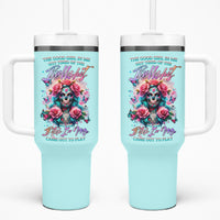 Rose Skull Tumbler With Handle The Good Girl In Me Got Tired Of The Bullshit - Wonder Print Shop