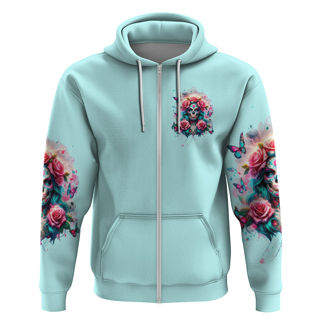 Rose Skull Zip Hoodie The Good Girl In Me Got Tired Of The Bullshit - Wonder Print Shop