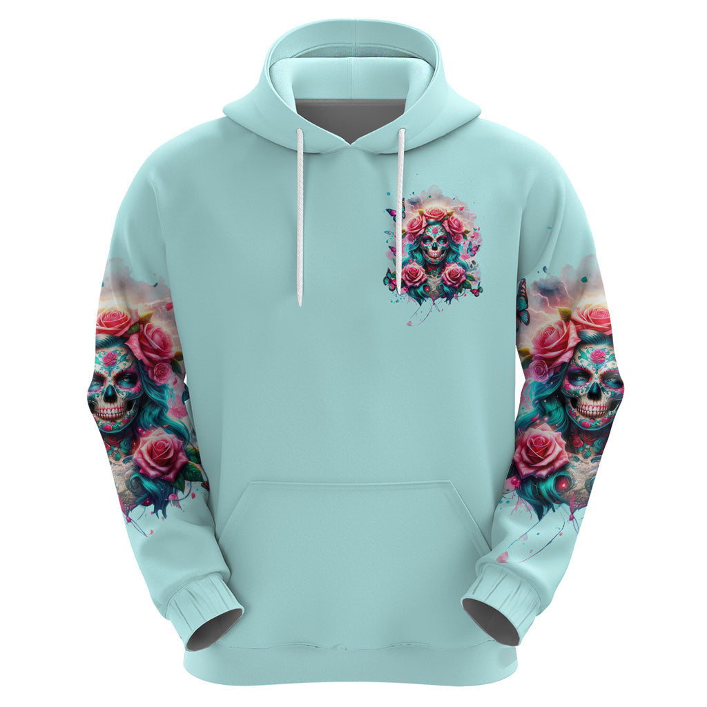 Rose Skull Zip Hoodie The Good Girl In Me Got Tired Of The Bullshit - Wonder Print Shop