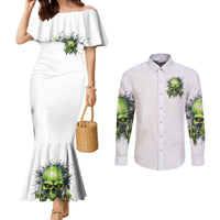 Thunder Skull Couples Matching Mermaid Dress and Long Sleeve Button Shirt The Demon Hide Under Your Bed Mine Hide Inside My Head