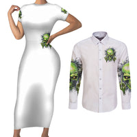 Thunder Skull Couples Matching Short Sleeve Bodycon Dress and Long Sleeve Button Shirt The Demon Hide Under Your Bed Mine Hide Inside My Head - Wonder Print Shop