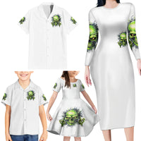 Thunder Skull Family Matching Long Sleeve Bodycon Dress and Hawaiian Shirt The Demon Hide Under Your Bed Mine Hide Inside My Head - Wonder Print Shop