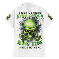 Thunder Skull Hawaiian Shirt The Demon Hide Under Your Bed Mine Hide Inside My Head - Wonder Print Shop
