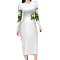 Thunder Skull Long Sleeve Bodycon Dress The Demon Hide Under Your Bed Mine Hide Inside My Head - Wonder Print Shop