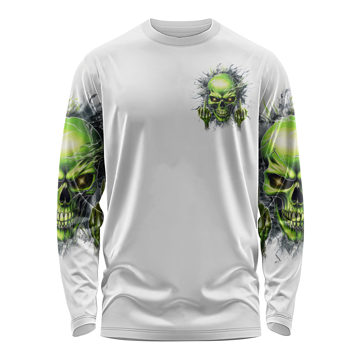 Thunder Skull Long Sleeve Shirt The Demon Hide Under Your Bed Mine Hide Inside My Head - Wonder Print Shop