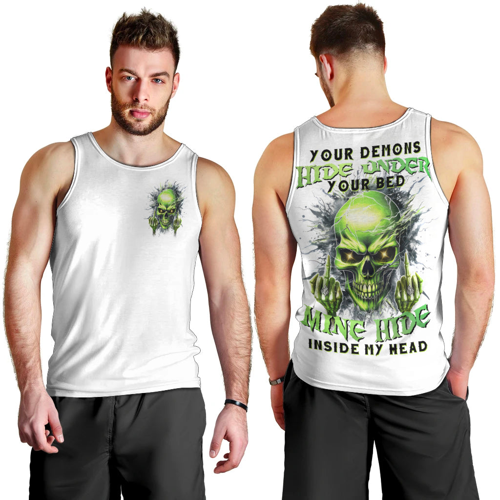 Thunder Skull Men Tank Top The Demon Hide Under Your Bed Mine Hide Inside My Head - Wonder Print Shop