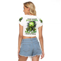 Thunder Skull Raglan Cropped T Shirt The Demon Hide Under Your Bed Mine Hide Inside My Head - Wonder Print Shop